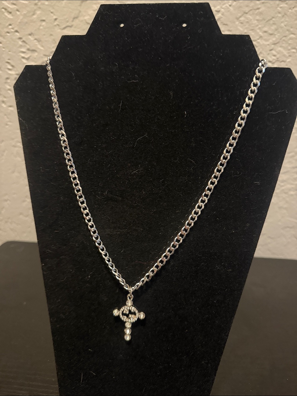 Inspired Crystal Accent Cross Pendant Necklace - Silver Tone